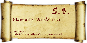 Stancsik Valéria névjegykártya